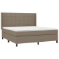 vidaXL Cama box spring colchón y luces LED tela gris taupe 180x200 cm vidaXL Cama box spring colchón y luces LED tela gris taupe 180x200 cm