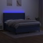 vidaXL Cama box spring colchón y luces LED tela azul 180x200 cm vidaXL Cama box spring colchón y luces LED tela azul 180x200 cm