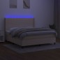 vidaXL Cama box spring colchón y luces LED tela crema 160x200 cm vidaXL Cama box spring colchón y luces LED tela crema 160x200 cm