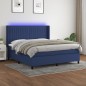 vidaXL Cama box spring colchón y luces LED tela azul 180x200 cm vidaXL Cama box spring colchón y luces LED tela azul 180x200 cm