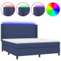 vidaXL Cama box spring colchón y luces LED tela azul 180x200 cm vidaXL Cama box spring colchón y luces LED tela azul 180x200 cm