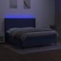vidaXL Cama box spring colchón y luces LED tela azul 180x200 cm vidaXL Cama box spring colchón y luces LED tela azul 180x200 cm