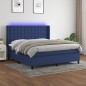 vidaXL Cama box spring colchón y luces LED tela azul 160x200 cm vidaXL Cama box spring colchón y luces LED tela azul 160x200 cm