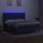 vidaXL Cama box spring colchón y luces LED tela azul 160x200 cm vidaXL Cama box spring colchón y luces LED tela azul 160x200 cm