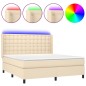 vidaXL Cama box spring colchón y luces LED tela crema 180x200 cm