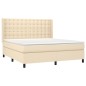 vidaXL Cama box spring colchón y luces LED tela crema 180x200 cm