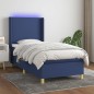 vidaXL Cama box spring colchón y luces LED tela azul 90x200 cm vidaXL Cama box spring colchón y luces LED tela azul 90x200 cm