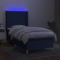 vidaXL Cama box spring colchón y luces LED tela azul 90x200 cm vidaXL Cama box spring colchón y luces LED tela azul 90x200 cm