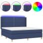vidaXL Cama box spring colchón y luces LED tela azul 180x200 cm vidaXL Cama box spring colchón y luces LED tela azul 180x200 cm
