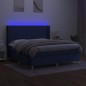 vidaXL Cama box spring colchón y luces LED tela azul 180x200 cm vidaXL Cama box spring colchón y luces LED tela azul 180x200 cm