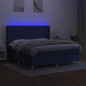 vidaXL Cama box spring colchón y luces LED tela azul 180x200 cm