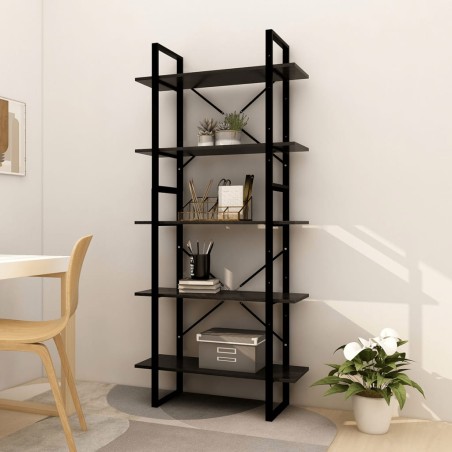 vidaXL Estantería de 5 niveles madera de pino negro 80x30x175 cm