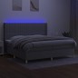 vidaXL Cama box spring con colchón tela y LED gris claro 200x200 cm vidaXL Cama box spring con colchón tela y LED gris claro 200x200 cm