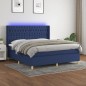 vidaXL Cama box spring colchón y luces LED tela azul 180x200 cm vidaXL Cama box spring colchón y luces LED tela azul 180x200 cm