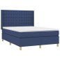 vidaXL Cama box spring colchón y luces LED tela azul 140x200 cm vidaXL Cama box spring colchón y luces LED tela azul 140x200 cm