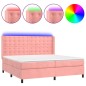 vidaXL Cama box spring colchón y LED terciopelo rosa 200x200 cm vidaXL Cama box spring colchón y LED terciopelo rosa 200x200 cm