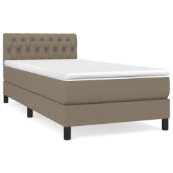 vidaXL Cama box spring con colchón tela gris taupe 100x200 cm