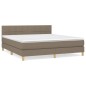vidaXL Cama box spring con colchón tela gris taupe 180x200 cm