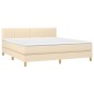 vidaXL Cama box spring con colchón tela color crema 180x200 cm vidaXL Cama box spring con colchón tela color crema 180x200 cm
