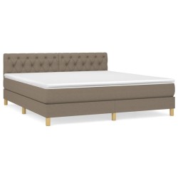 vidaXL Cama box spring con colchón tela gris taupe 160x200 cm