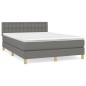 vidaXL Cama box spring con colchón tela gris oscuro 140x200 cm