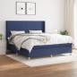 vidaXL Cama box spring con colchón tela azul 160x200 cm vidaXL Cama box spring con colchón tela azul 160x200 cm