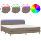 vidaXL Cama box spring con colchón LED tela gris taupe 200x200 cm vidaXL Cama box spring con colchón LED tela gris taupe 200x200 cm