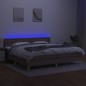 vidaXL Cama box spring con colchón LED tela gris taupe 200x200 cm vidaXL Cama box spring con colchón LED tela gris taupe 200x200 cm