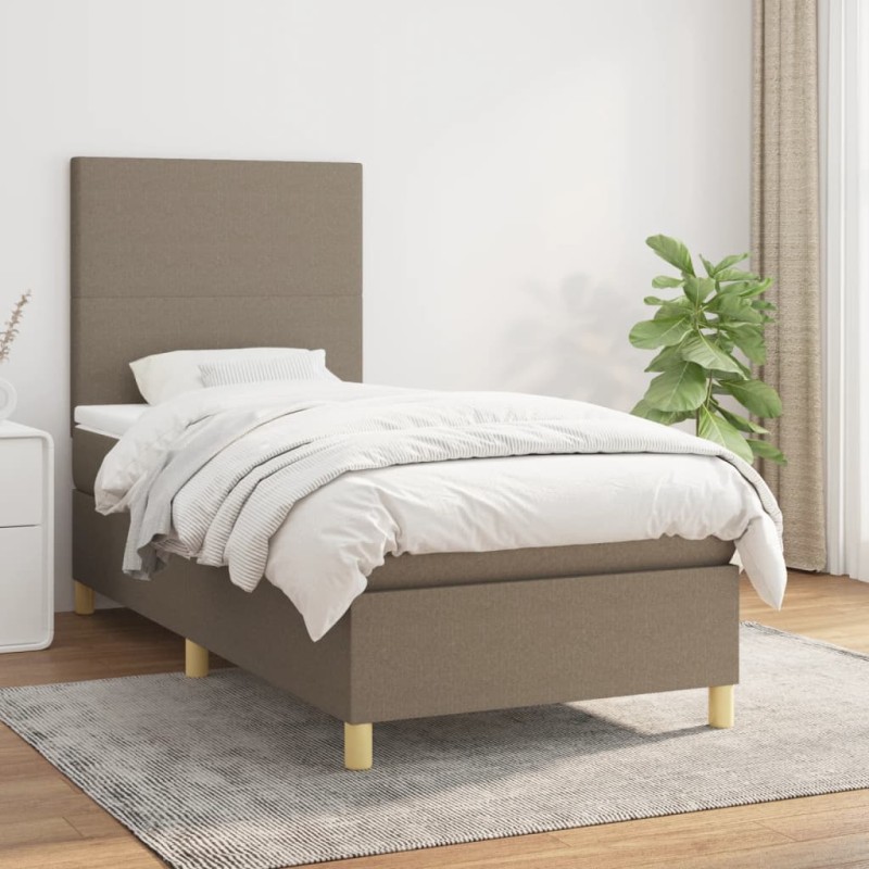 vidaXL Cama box spring con colchón tela gris taupe 100x200 cm vidaXL Cama box spring con colchón tela gris taupe 100x200 cm