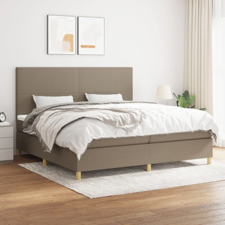 vidaXL Cama box spring con colchón tela gris taupe 200x200 cm
