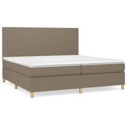 vidaXL Cama box spring con colchón tela gris taupe 200x200 cm