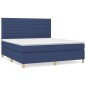 vidaXL Cama box spring con colchón tela azul 160x200 cm vidaXL Cama box spring con colchón tela azul 160x200 cm