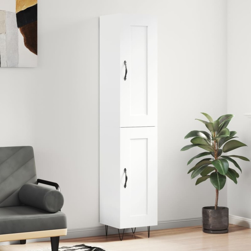 vidaXL Aparador alto madera contrachapada blanco brillo 34,5x34x180 cm vidaXL Aparador alto madera contrachapada blanco brillo 34,5x34x180 cm