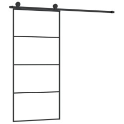 vidaXL Puerta corredera con set herrajes vidrio ESG aluminio 90x205 cm