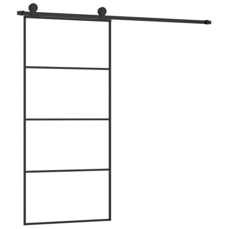 vidaXL Puerta corredera con set herrajes vidrio ESG aluminio 90x205 cm
