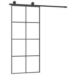 vidaXL Puerta corredera con set herrajes vidrio ESG aluminio 90x205 cm