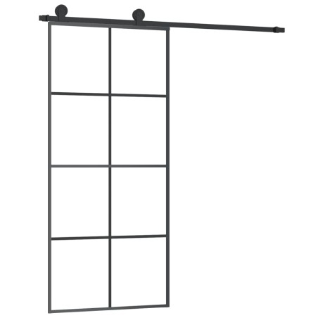 vidaXL Puerta corredera con set herrajes vidrio ESG aluminio 90x205 cm