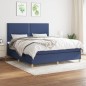 vidaXL Cama box spring con colchón tela azul 180x200 cm vidaXL Cama box spring con colchón tela azul 180x200 cm