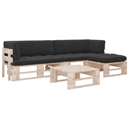 vidaXL Muebles de palets 4 pzas y cojines madera pino impregnada