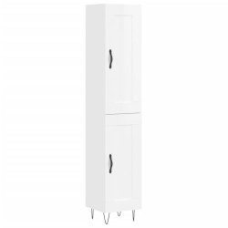 vidaXL Aparador alto madera contrachapada blanco brillo 34,5x34x180 cm