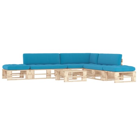 vidaXL Muebles de palets 6 pzas y cojines madera pino impregnada