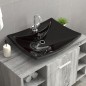 vidaXL Lavabo rectangular cerámica orificio de grifo y desagüe negro vidaXL Lavabo rectangular cerámica orificio de grifo y desagüe negro