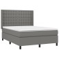 vidaXL Cama box spring colchón y luces LED tela gris oscuro 140x190 cm vidaXL Cama box spring colchón y luces LED tela gris oscuro 140x190 cm