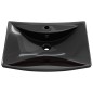 vidaXL Lavabo rectangular cerámica orificio de grifo y desagüe negro vidaXL Lavabo rectangular cerámica orificio de grifo y desagüe negro