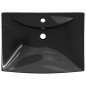vidaXL Lavabo rectangular cerámica orificio de grifo y desagüe negro vidaXL Lavabo rectangular cerámica orificio de grifo y desagüe negro