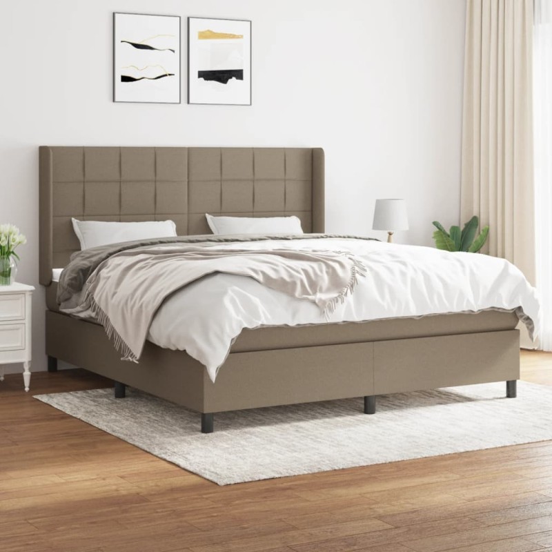 vidaXL Cama box spring con colchón tela gris taupe 180x200 cm vidaXL Cama box spring con colchón tela gris taupe 180x200 cm