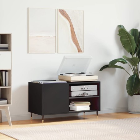 vidaXL Mueble de discos madera de ingeniería negro 85x38x48 cm
