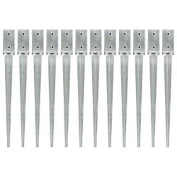 vidaXL Picas de tierra 12 uds acero galvanizado plateado 7x7x75 cm