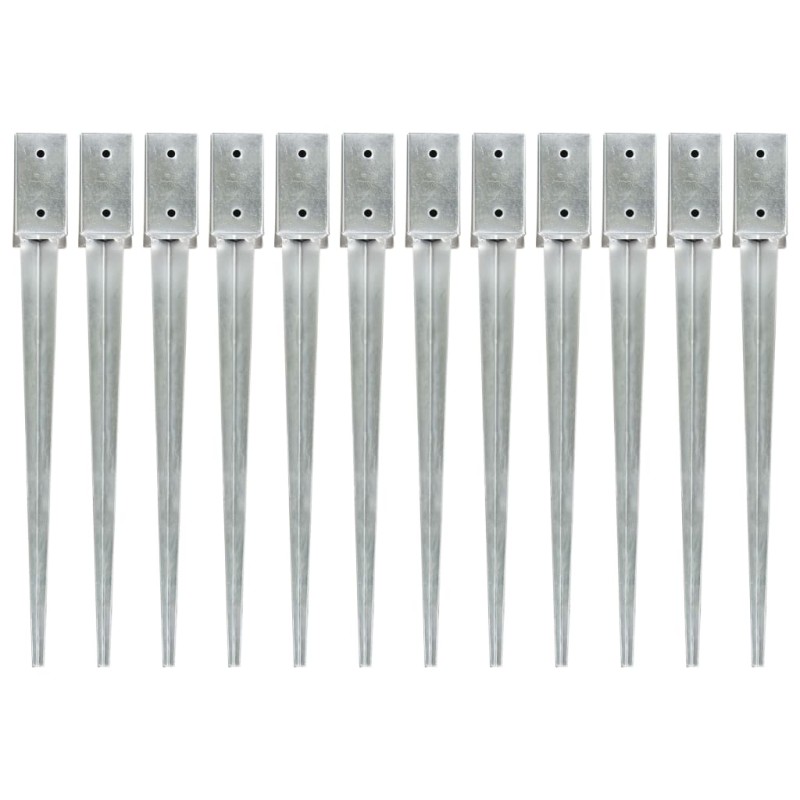 vidaXL Picas de tierra 12 uds acero galvanizado plateado 7x7x75 cm vidaXL Picas de tierra 12 uds acero galvanizado plateado 7x7x75 cm
