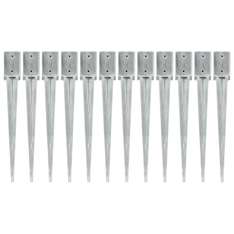 vidaXL Picas de tierra 12 uds acero galvanizado plateado 9x9x75 cm vidaXL Picas de tierra 12 uds acero galvanizado plateado 9x9x75 cm